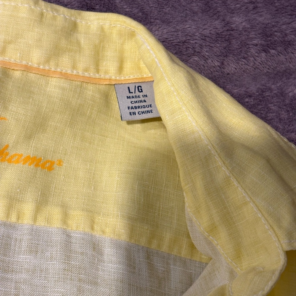 Tommy Bahama Light Yellow Casual Shirt 100% Linen - Picture 13 of 16